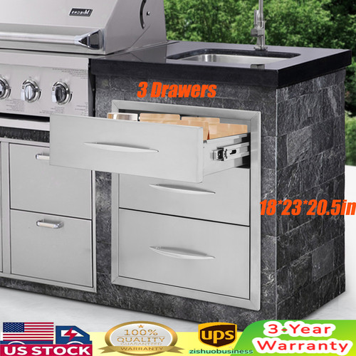 Stainless steel bbq drawers - steel,